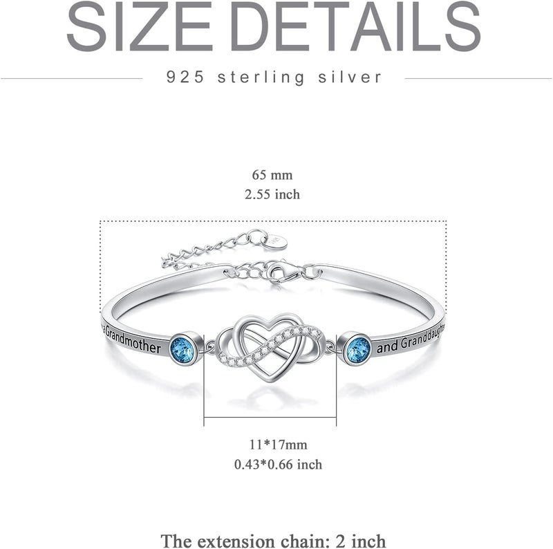 AOBOCO 925 Sterling Silver Adjustable Infinity Heart Bangle Bracelet for Sister Best Friend Daughter Mom Grandma Granddaughter Daughter in Law Godmother Goddaughter Stepmom Stepdaughter - Image 4